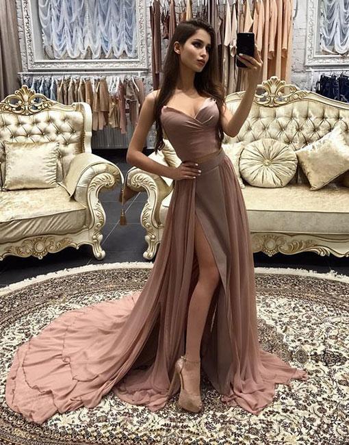 D106 Stylish Sweatheart Chiffon Prom Dress long Evening Dress With