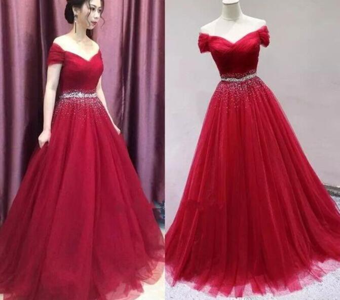 red colour party dress