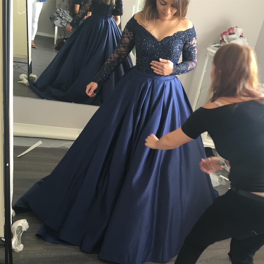 navy long sleeve dress for wedding