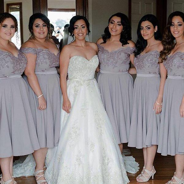 silver chiffon bridesmaid dresses