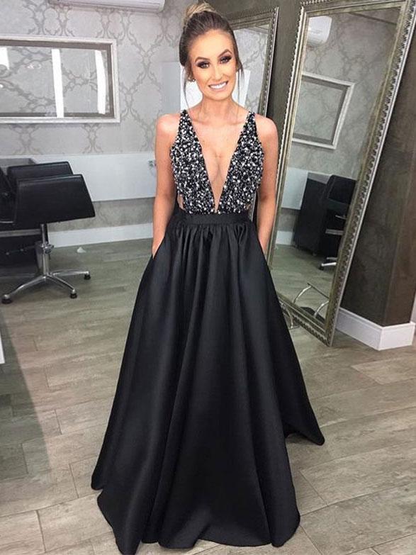 Black rhinestone best sale prom dress