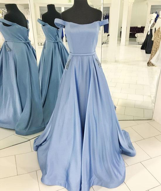 off the shoulder baby blue dress