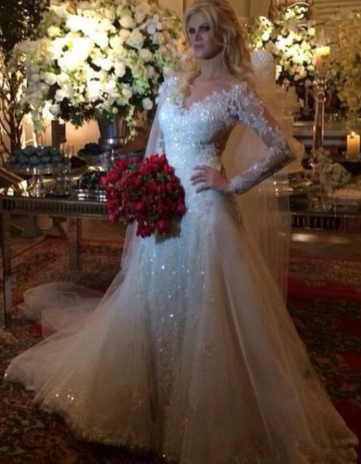 long sleeve sparkly wedding dresses