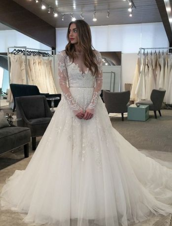 D629 Long Wedding Dress,tulle Wedding Dress,long Sleeve Wedding Dresses ...