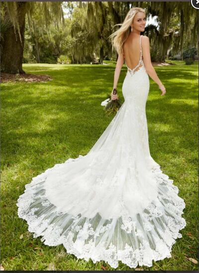 E331 Wedding Dress,chapel Train Wedding Dress,spaghetti Straps Wedding ...